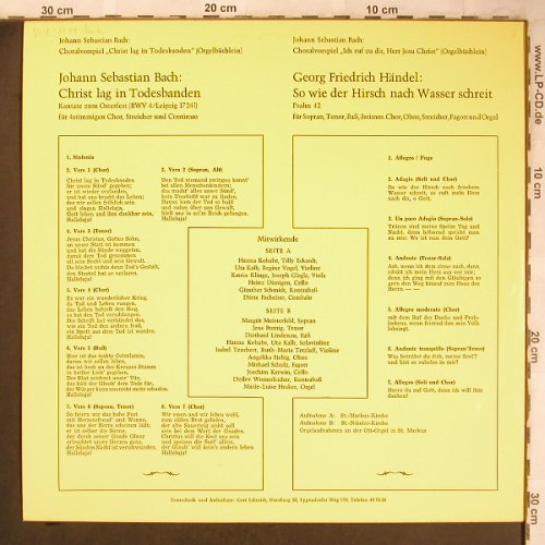 Bach,Johann Sebastian: Christ lag in Todesbanden/Psalm 42, St.Markus Hoheluft (KSM 1), D, 1974 Typ: LP Best.-Nr.: L8192 Preis: 12,50 Euro
