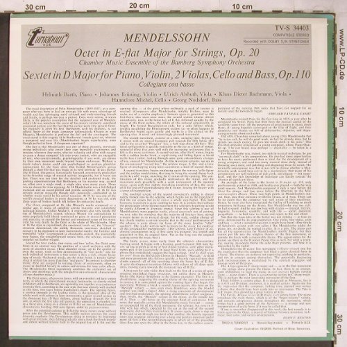 Mendelssohn Bartholdy,Felix: Octet for Strings,op20,Sextet op110, Turnabout Vox(TV 34 403), US,  - LP - L8213 - 7,50 Euro