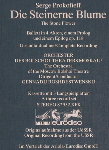 Prokofieff,Serge: Die Steinere Blume, Box, Melodia/Eurodisc (87 952 XFK), D, 1967 Typ: 3LP Best.-Nr.: L8229 Preis: 15,00 Euro