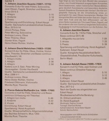 V.A.Flötenkonzerte a.SächsischenHof: Quantz, Heinichen, Buffardin,Hasse, Eterna(7 25 129), DDR,m-/vg+, 1988 - LP - L8269 - 5,00 Euro