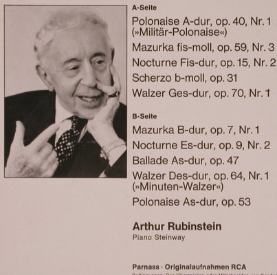 Rubinstein,Artur: spielt Chopin,(Steinway) m-/vg+, Parnass (64 532), D, 1976 Typ: LP Best.-Nr.: L8270 Preis: 5,00 Euro
