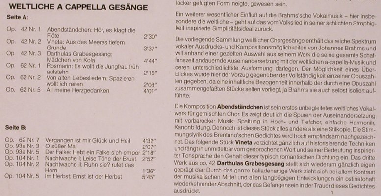 Brahms,Johannes: Weltliche Chorgesänge, Marus/EMI ASD(308 330 D), D, 1983 - LP - L8277 - 6,00 Euro
