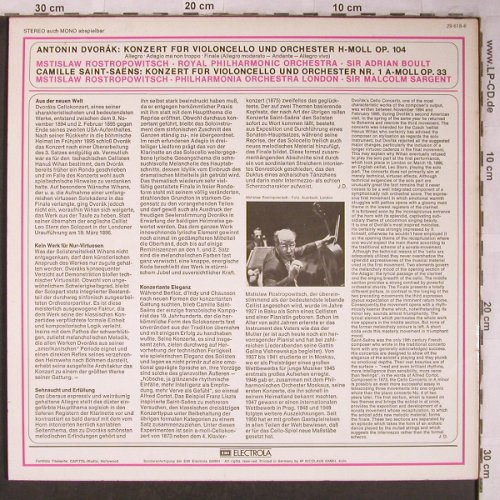 Dvorak,Antonin / Saint-Saens: Cellokonzert h-molCellokonzert Nr.1, EMI,Club Ed. (29 616-6), D Typ: LP Best.-Nr.: L8280 Preis: 7,50 Euro