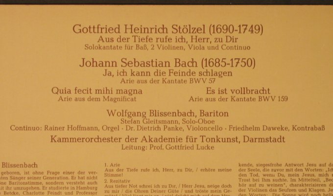 Stölzel,Gottfried Heinrich/J.S.Bach: Aus der Tiefe rufe ich,Herr zu dir, Sela(LA 3025), D,m /vg+,  - LP - L8289 - 9,00 Euro