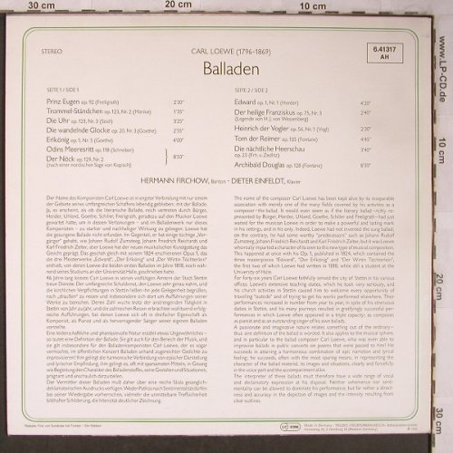 Loewe,Carl: Balladen, Prinz Eugen,DieUhr..Rstoc, Telefunken(6.41317 AH), D, Ri,  - LP - L8292 - 5,00 Euro