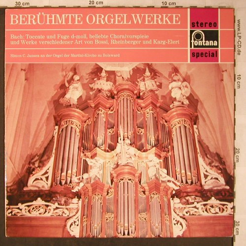 V.A.Berühmte Orgelwerke: J.S.Bach.Toccata u.Fuge, Fontana (700 105 WGY), NL Typ: LP Best.-Nr.: L8298 Preis: 6,00 Euro