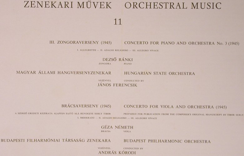 Bartok,Bela: PianoConcerto No.3/Viola Concerto, Hungaroton(SLPX 11421), H, woc,  - LP - L8314 - 7,50 Euro