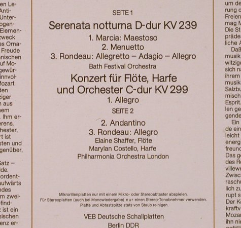 Mozart,Wolfgang Amadeus: Serenata Notturna KV 239, KV 229, Eterna (8 26 186), DDR, 1973 Typ: LP Best.-Nr.: L8318 Preis: 7,50 Euro