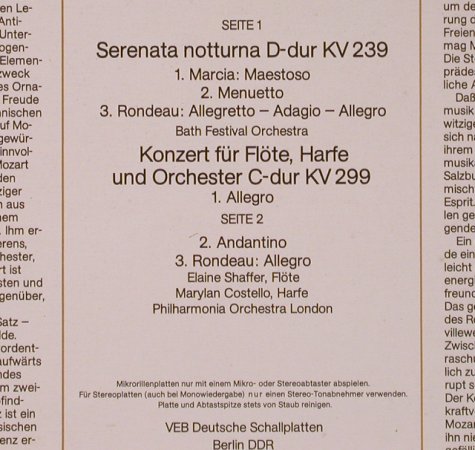 Mozart,Wolfgang Amadeus: Serenata Notturna KV 239, KV 229, Eterna(8 26 186), DDR, 1973 - LP - L8318 - 7,50 Euro