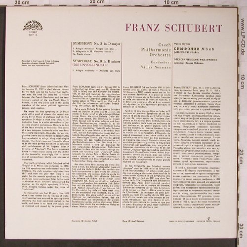 Schubert,Franz: Symphonie Nos.3 and 8*, Supraphon (SUA ST 50 771), CZ, Ri Typ: LP Best.-Nr.: L8337 Preis: 7,50 Euro
