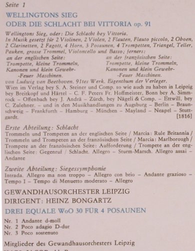 Beethoven,Ludwig van: Wellingtons Sieg op.91/Militärmusik, Eterna(8 26 182), DDR, 1971 - LP - L8397 - 9,00 Euro