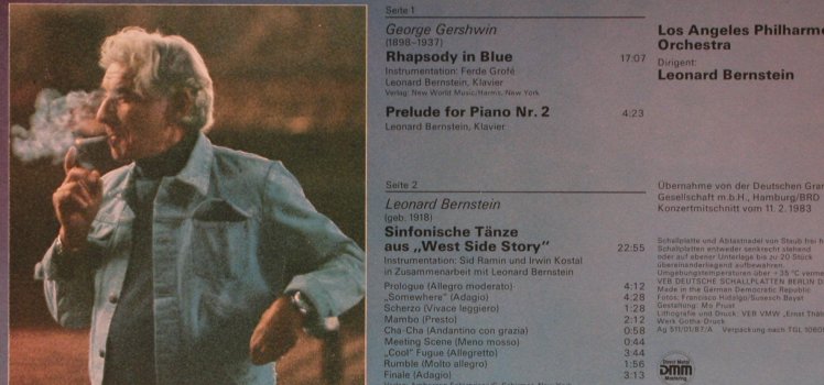 Gershwin,George: Rhapsody In Blue/West Side Story, Eterna (725 095), DDR, 1987 Typ: LP Best.-Nr.: L8408 Preis: 5,00 Euro