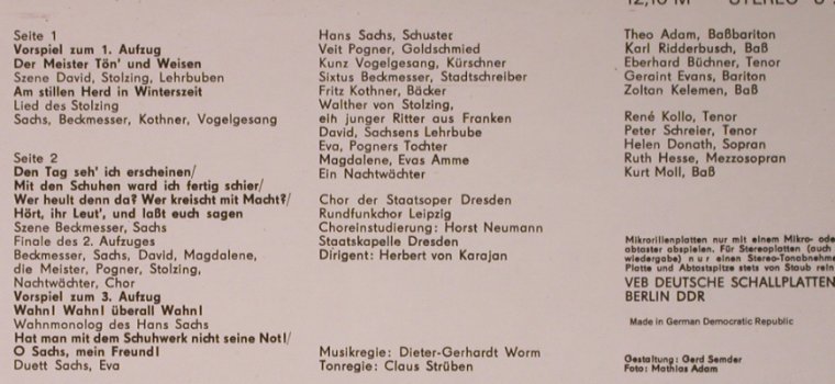 Wagner,Richard: Die Meistersinger v.Nürnberg-Aussch, Eterna(8 26 192), DDR, 1975 - LP - L8417 - 6,00 Euro