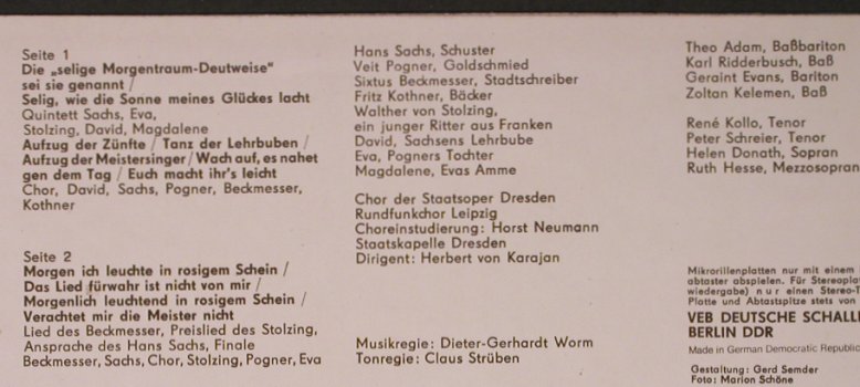 Wagner,Richard: Die Meistersinger v.Nürnberg-3Akt., Eterna(8 26 196), DDR, 1974 - LP - L8418 - 6,00 Euro