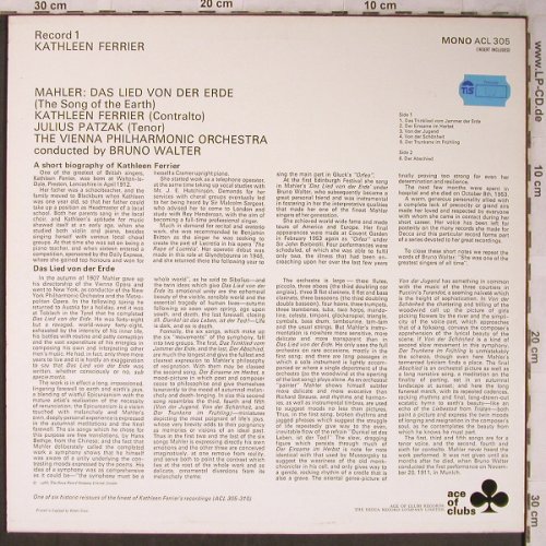 Mahler,Gustav: Das Lied von der Erde, Ace of Clubs 1(ACL 305), UK, Ri,  - LP - L8426 - 7,50 Euro