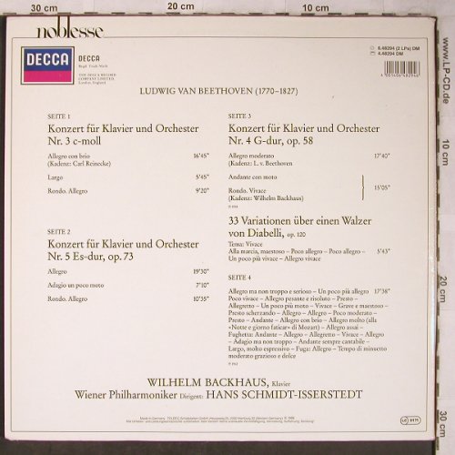 Beethoven,Ludwig Van: Klavierkonzerte Nr.3,4,5 & Diabelli, Decca Noblesse(6.48294 DM), D, Foc, 1988 - 2LP - L8449 - 12,50 Euro