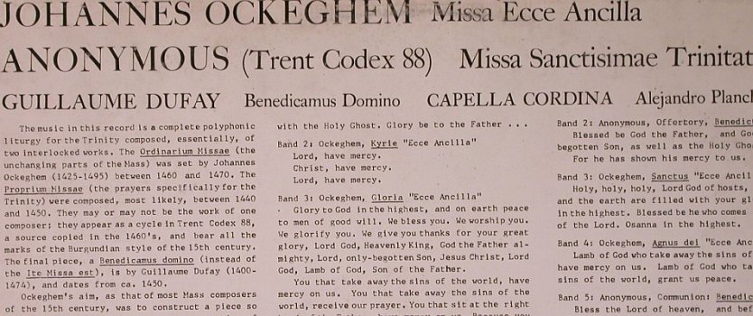 Capella Cordina: Joh.Ockeghem,Guillaume Dufay,, Lyrichord(LLST 7237), US, m-/vg+,  - LP - L8463 - 5,00 Euro