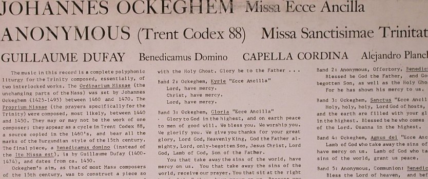 Capella Cordina: Joh.Ockeghem,Guillaume Dufay,, Lyrichord(LLST 7237), US, m-/vg+,  - LP - L8463 - 5,00 Euro