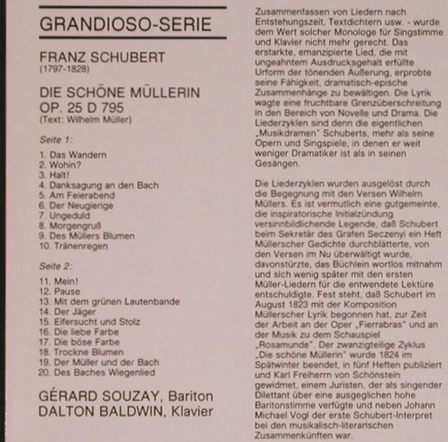 Schubert,Franz: Die Schöne Müllerin, op.25, Philips Grandioso (6570 076), NL, Ri Typ: LP Best.-Nr.: L8489 Preis: 6,00 Euro