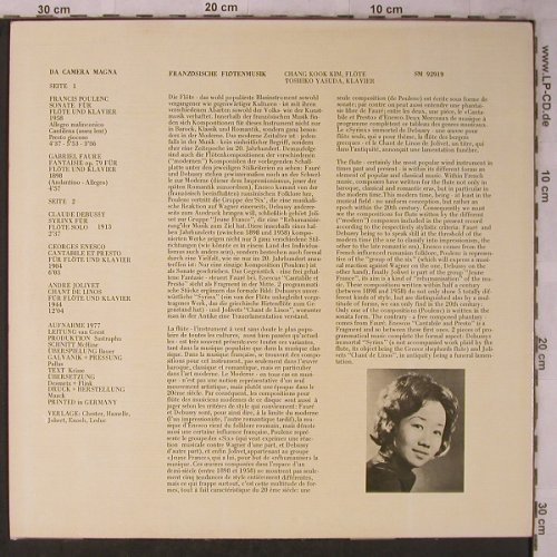 V.A.Französische Flötenmusik: Debussy,Faure,Poulenc, Enesco, Da Camera Magna (SM 92919), D, m--/vg+ Typ: LP Best.-Nr.: L8533 Preis: 9,00 Euro