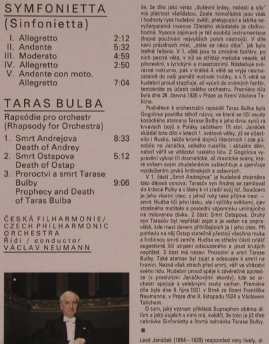 Janacek,Leos: Sinfonietta / Taras Bulba, Supraphon (1110 3400 ZA), CZ, 1982 Typ: LP Best.-Nr.: L8543 Preis: 7,50 Euro
