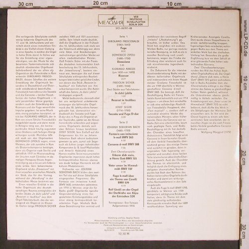 V.A,Orgelwerke: Frescobaldi,Zipoli,Sicher,Seger,Bac, Melodia/Eterna(8 27 072), DDR,m-/vg+, 1979 - LP - L8566 - 5,00 Euro