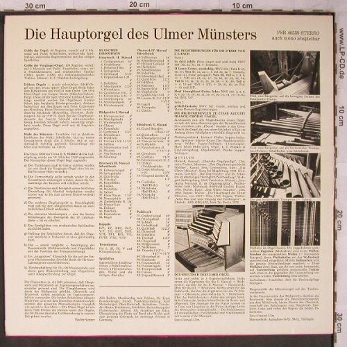 V.A.Die Hauptorgel d.Ulmer Münsters: Register u.Klangvorführung,W,Supper, Pelca (PSR 40538), D, m-/VG- Typ: LP Best.-Nr.: L8568 Preis: 4,00 Euro
