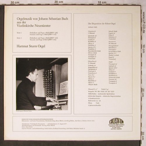 Bach,Johann Sebastian: Orgelmusik,Vicelinkirche Neumünster, Exklusiv-Ton(66.21 512-01), D, 1977 - LP - L8569 - 6,00 Euro