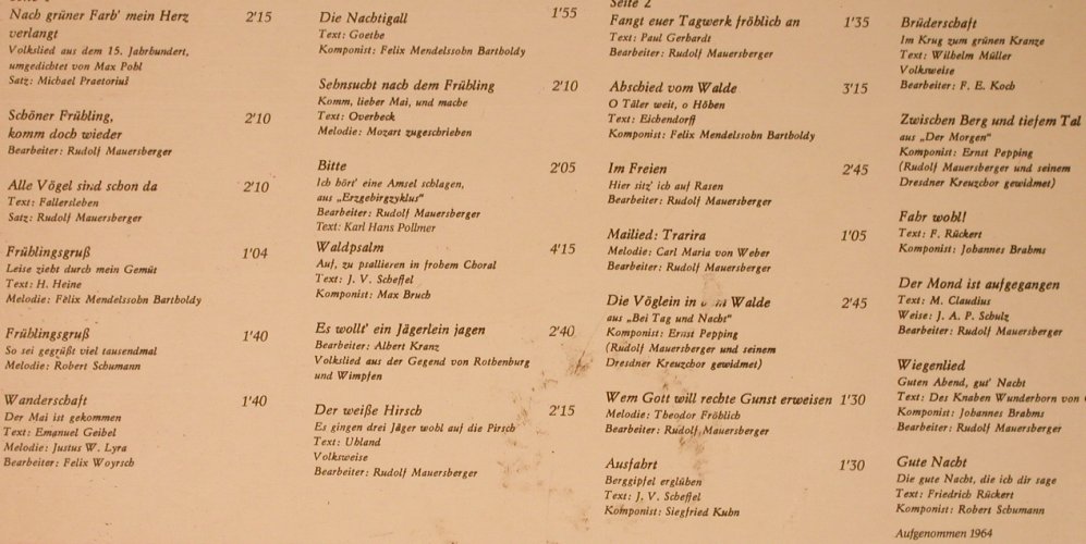Dresdner Kreuzchor: Nach grüner Farb'mein Herz verlangt, Eterna (8 25 477), DDR, 1976 Typ: LP Best.-Nr.: L8586 Preis: 6,00 Euro