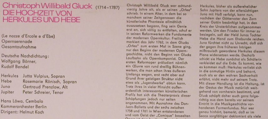 Gluck,Christoph Willibald: Die Hochzeit von Herkules und Hebe, Eterna(8 25 677), DDR, 1968 - LP - L8590 - 6,00 Euro