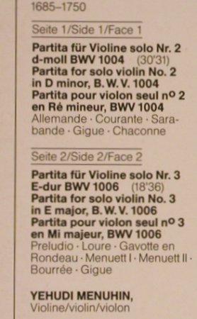 Bach,Johann Sebastian: Partiten für Violine Solo, Nr.2 & 3, EMI(14 3640 1), D, 1976 - LP - L8611 - 7,50 Euro