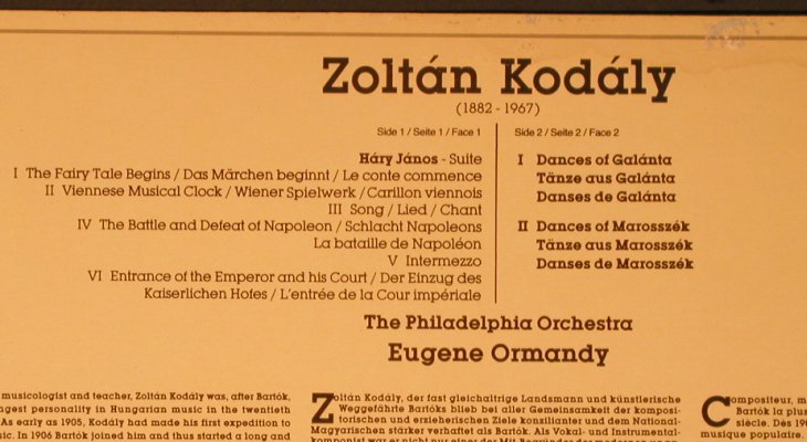 Kodaly,Zoltan: Hary Janos Suite/D.o.Galanta,Maross, CBS Masterworks (CBS 60 270), D, 1983 Typ: LP Best.-Nr.: L8612 Preis: 5,00 Euro