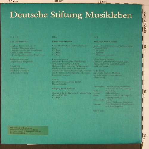V.A.Deutsche Stiftung Musikleben: Junge Musiker,Tschaik.Bach,Mozart, DSM (24-3-03), D, Foc, 1985 Typ: 2LP Best.-Nr.: L8623 Preis: 12,50 Euro