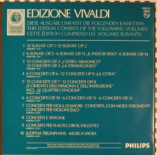 Vivaldi,Antonio: 12 Conzerti op.7, op.8. Box, Philips (6768 011), NL, Ri Typ: 5LP Best.-Nr.: L8635 Preis: 17,50 Euro