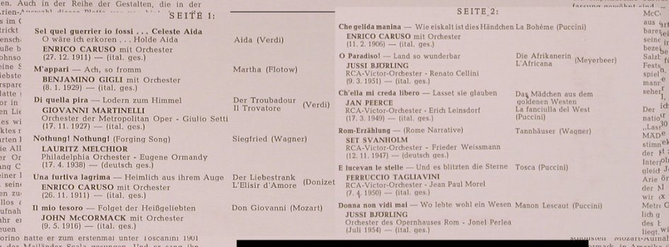 V.A.Berühmte Tenor-Arien: Caruso..Tagliavini,Hist rec.1906-54, RCA(HR 212), D,  - LP - L8638 - 9,00 Euro