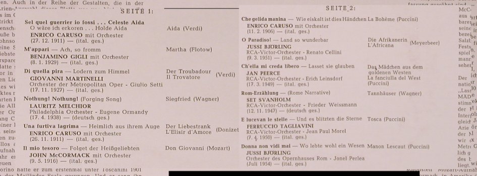 V.A.Berühmte Tenor-Arien: Caruso..Tagliavini,Hist rec.1906-54, RCA (HR 212), D Typ: LP Best.-Nr.: L8638 Preis: 9,00 Euro