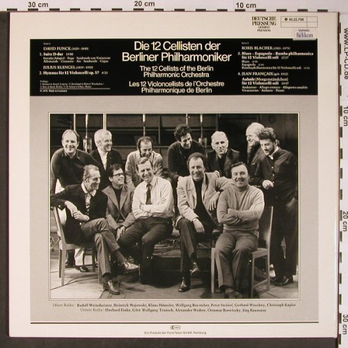 12 Cellisten der Berliner Philharmh: David Funk,Klengel,Blacher,Francaix, Acanta(40.22.798), D, Foc, 1976 - LP - L8639 - 9,00 Euro