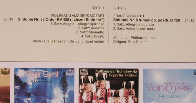 Schubert,Franz / Mozart: Die Unvollendete,Nr.8/Nr.36, Mono, Maritim Klassik Auslese (47 304 NK), D Typ: LP Best.-Nr.: L8647 Preis: 5,00 Euro