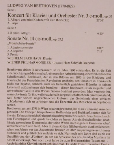 Beethoven,Ludwig van: Klavierkonzert Nr.3 C-Moll op.37, Exlibris(EL 16 740), D,  - LP - L8670 - 9,00 Euro
