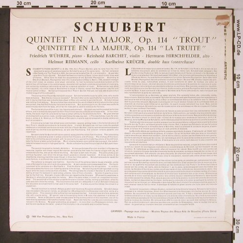Schubert,Franz: Quintet in A Major op.114 Trout, Super Majestic (BBH 1 130), F,vg+/m-, 1960 Typ: LP Best.-Nr.: L8678 Preis: 7,50 Euro