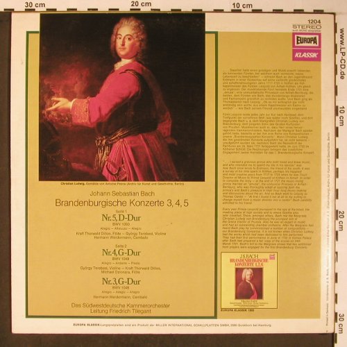 Bach,Johann Sebastian: BrandenburgischeKonzerte1,2,6/3,4,5, Europa (1203/1204), D Typ: LPx2 Best.-Nr.: L8680 Preis: 9,00 Euro