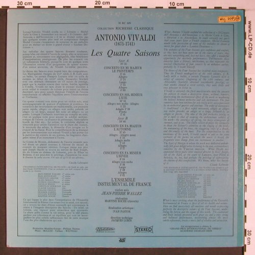 Vivaldi,Antonio: Les quatre Saisons, Musidisc (30 RC 609), F Typ: LP Best.-Nr.: L8688 Preis: 7,50 Euro
