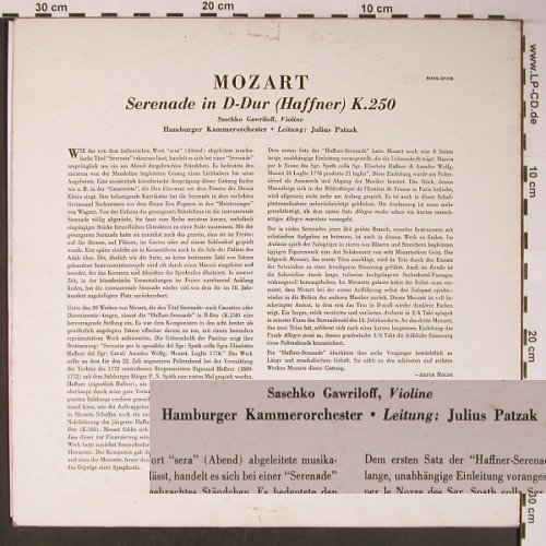 Mozart,Wolfgang Amadeus: Serenade in d-dur(Hafner) K.250, MMS (MMS-2106),  Typ: LP Best.-Nr.: L8691 Preis: 7,50 Euro