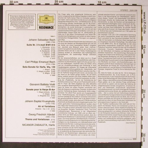 Zabaleta,Nicanor: J.S.Bach,Händel,Viotti, Krumpholtz, D.Gr. Resonance(2535 228), D, Ri, 1977 - LP - L8693 - 6,00 Euro