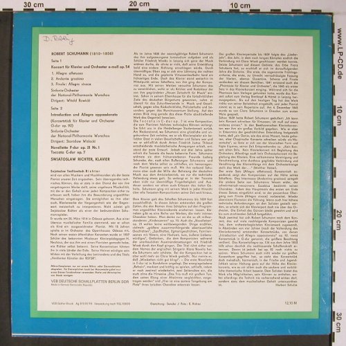 Schumann,Robert: Konzert f.Klavier&Orch.a-moll,op.54, Eterna, m-/vg+ (8 25 483), DDR, woc, 1975 Typ: LP Best.-Nr.: L8698 Preis: 5,00 Euro