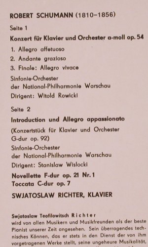 Schumann,Robert: Konzert f.Klavier&Orch.a-moll,op.54, Eterna, m-/vg+ (8 25 483), DDR, woc, 1975 Typ: LP Best.-Nr.: L8698 Preis: 5,00 Euro