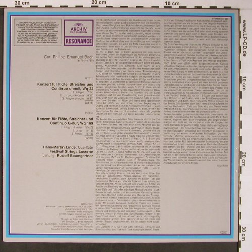Bach,Carl Philipp Emanuel: Flötenkonzerte, Ri, Archiv Resonance (2547 021), D, Ri, 1968 Typ: LP Best.-Nr.: L8733 Preis: 5,00 Euro