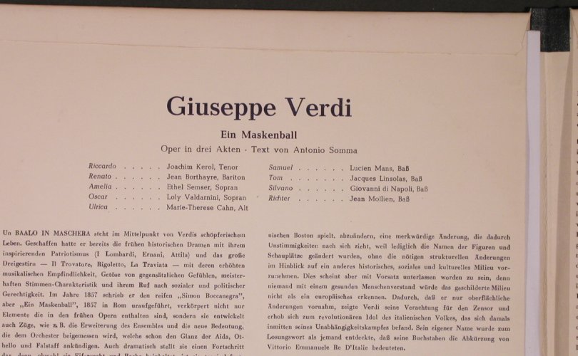 Verdi,Giuseppe: Ein Maskenball, Foc, Concert Hall (MMS 116), D Typ: 10"*2 Best.-Nr.: L8741 Preis: 12,50 Euro