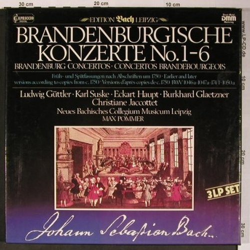 Bach,Johann Sebastian: 6 Brandenburgische Konzerte,Box, Capriccio (C 75 058/1-3), D, 1984 Typ: 3LP Best.-Nr.: L8759 Preis: 17,50 Euro