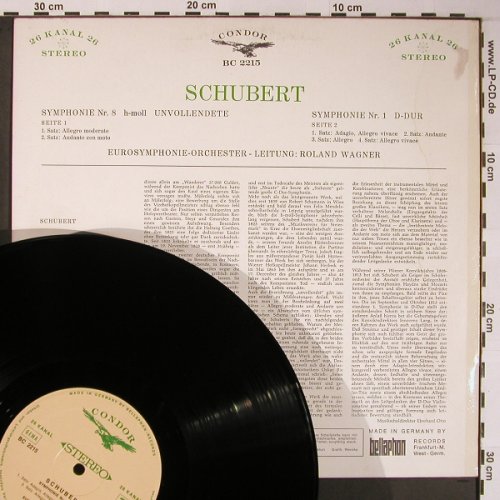 Schubert,Franz: Symphony No.8 h-moll, Nr.1 d.dur, Condor/Bellaphon (BC 2215), D Typ: LP Best.-Nr.: L8768 Preis: 9,00 Euro